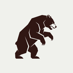 Fototapeta premium Powerful brown bear standing on hind legs, minimalist illustration.