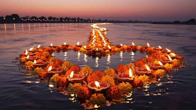 Heartshaped floating candles and flowers