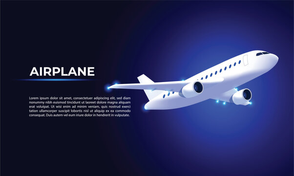 3D-style airplane, depicted in a flight-climb attitude with raised wings and retractable landing gear. Boeing. Ideal for aviation, travel, animations, and graphic design. Aviation, airline