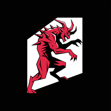 Red horned demon creature with sharp claws and spikes.