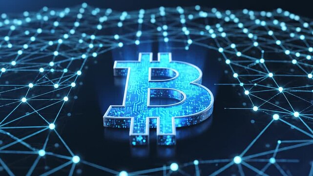 Bitcoin symbol with network connections