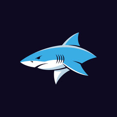 Fototapeta premium Dynamic Blue Shark Illustration with Aggressive Stance.