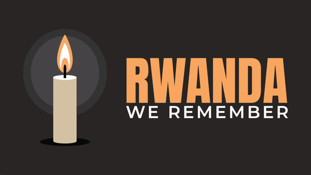 Rwanda we remember memorial illustration with candle flame honoring genocide remembrance solemn tribute design concept awareness day