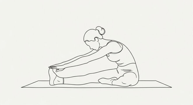Seated Forward Bend Yoga Pose Illustration.