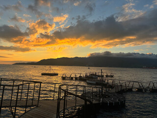 Obraz premium Sunset in Ilhabela Barra Velha Beach, SP, Brazil.