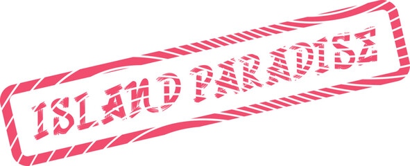A vibrant distressed typography rubber stamp featuring the words Island Paradise for tropical destination themes ©  Design_ mn