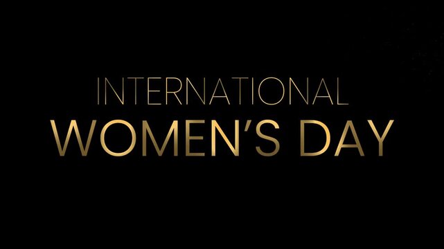 International womens day golden transition animation isolated on black background