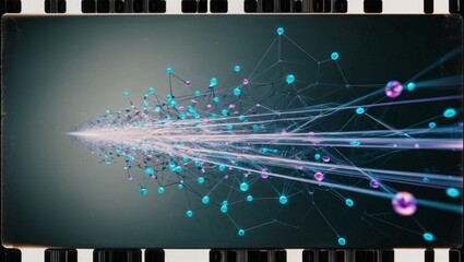 Darstellung eines Netzwerkes mit leuchtenden Linien, Kreisen und Punkten