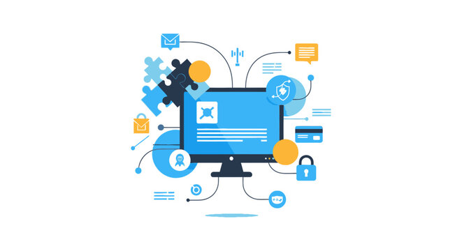 Cybersecurity and Digital Solution Ecosystem. Modern Business Management, Integration, and Data Protection Network Technology.