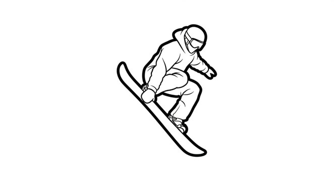 Snowboarder in Action - Dynamic Line Art Illustration of Winter Sport.