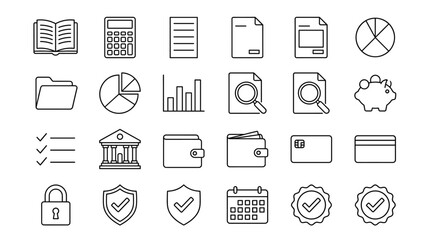 Fototapeta premium Set of 28 Finance and Business Line Icons Vector
