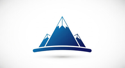Fototapeta premium Stylized Blue Mountain Range Illustration with Snow-Capped Peaks.