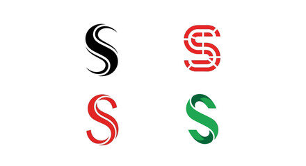 Collection of Four Stylized Letter S Logos in Various Colors and Designs. © Rara