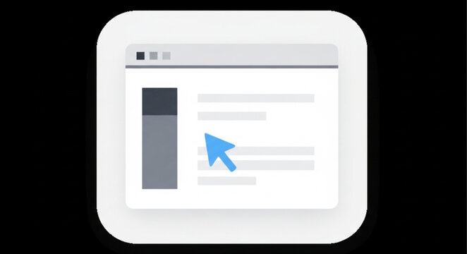 Webpage Interface with Cursor and Scrollbar - A Digital Navigation Concept.