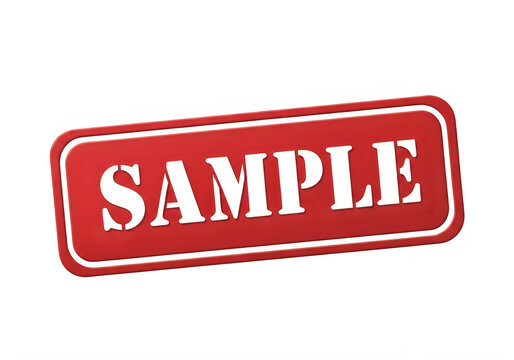 Red sample stamp with bold border and text isolated on transparent background