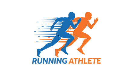 Obraz premium Running Athlete Logo with Dynamic Silhouettes and Speed Lines