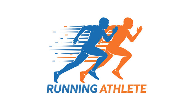 Running Athlete Logo with Dynamic Silhouettes and Speed Lines