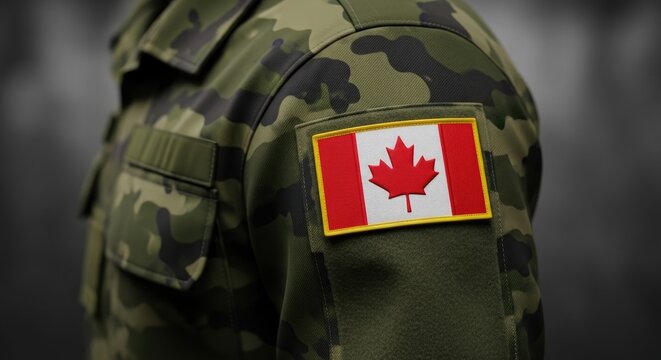 Canadian military uniform with national flag patch
