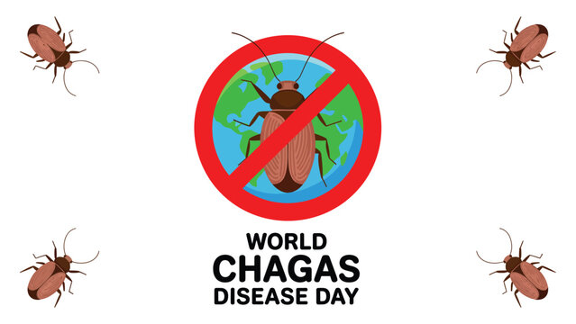 World chagas disease day awareness illustration with prohibited kissing bug symbol global health parasite infection prevention campaign design