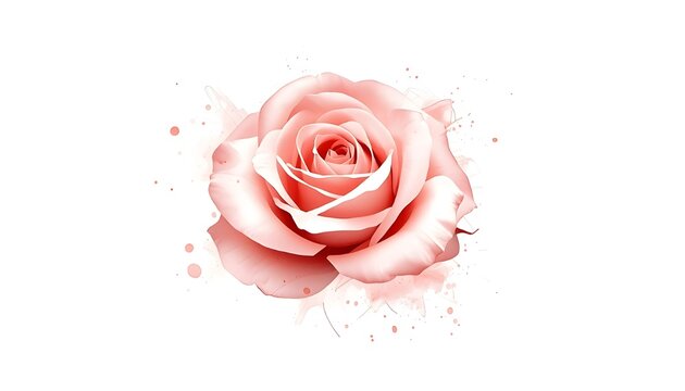 Single soft pink rose in delicate watercolor style, clean white background, subtle pigment bleeding, high-end editorial aesthetic, ultra-detailed, 12K