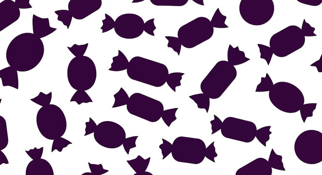 Purple candy silhouettes on white background sweet treat confectionery sugar