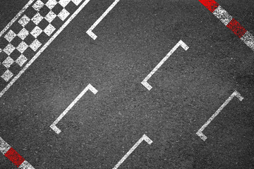 Fototapeta premium Aerial top view grid start, Start of track, Racing asphalt road