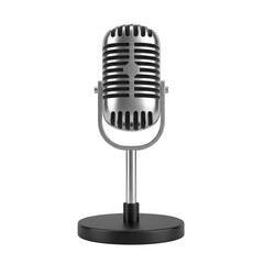Fototapeta premium Classic microphone on a stand ready for announcements or broadcasts