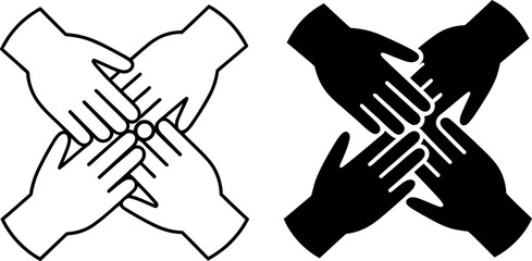 Obraz premium Handshake illustration comparing white and black hand representations for unity and diversity