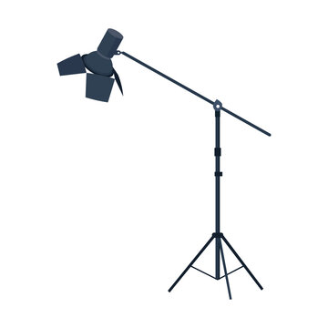 Studio Strobe Light with Barn Doors on a C-Stand Boom Arm