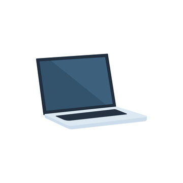Flat Design Laptop Illustration with Blank Screen, Isolated on White Background for Technology Concepts