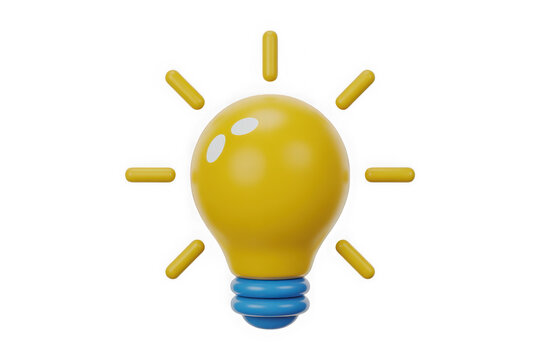  a vibrant 3D icon of a bright yellow light bul b isolated on transparent background