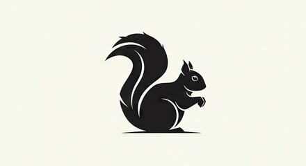 Obraz premium Black squirrel silhouette on a neutral background for graphic design and branding