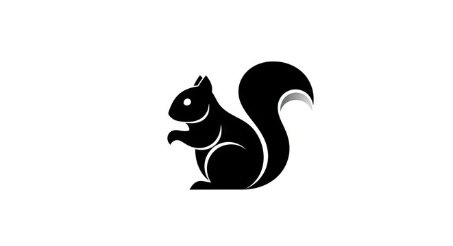 Black squirrel silhouette on white background for design and commercial use