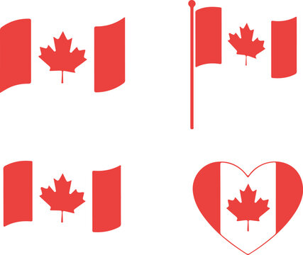 Canadian flag icons and symbols in various designs and shapes