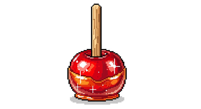 Pixel Art Candy Apple on a Stick.