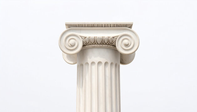 Close-up of a White Marble Ionic Column Capital and Fluted Shaft stone
