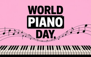 Fototapeta premium Minimal piano poster with pink background and bold typography design.