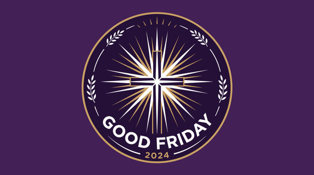 Good Friday 2024 Emblem Religious Symbol on Purple Background