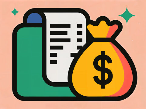 Flat illustration of smartphone with checklist and money bag, representing earning money online through tasks, freelance gigs, micro jobs, and digital income opportunities in a modern fintech concept.