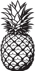 Obraz premium Black and white line art pineapple icon isolated on white background