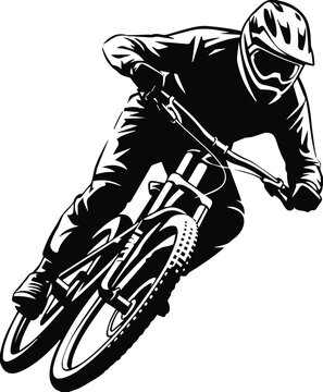 Downhill mountain bike rider on trail