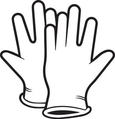 Obraz premium Black and white medical glove outline icon isolated on white background