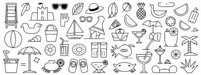Fototapeta premium Beach fruit and drink pattern