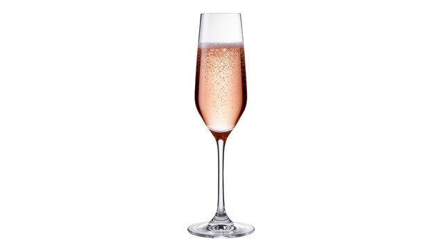 Sparkling pink champagne in an elegant flute glass, perfect for a festive toast.