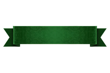 Obraz premium Blank green banner ribbon featuring a textured surface and swallowtail ends, ready for customization. Transparent background
