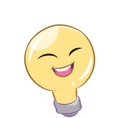 Obraz premium Cute Cartoon Light Bulb Character with Smiling Face
