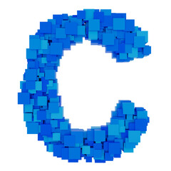 Fototapeta premium letter M made of blue 3d blocks, arial font, isolated on transparent background - design element cut-out graphics object 