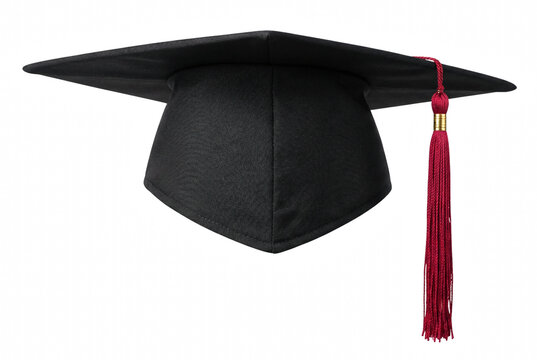 Academic Graduation Cap with Crimson Tassel