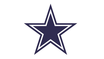 Obraz premium Sharp navy blue five-pointed star with a white outline on a white background, a classic symbol, star shape