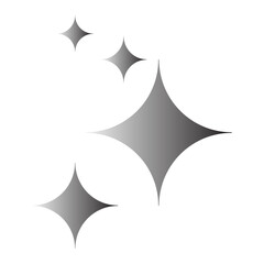 Fototapeta premium Silver sparkle effect icons with gradient shading, representing shine and cleanliness on a white background for graphic design